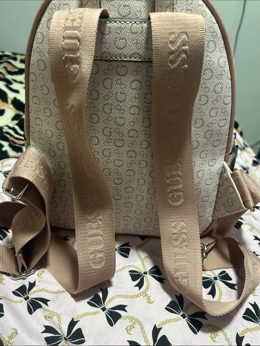 GUESS Blush Pink Mini Backpack with Logo Patch